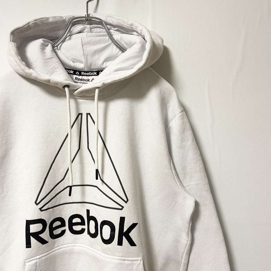 Reebok　リーボック　 スウェットパーカー/フーディー　デカロゴ　白　ホワイト　Sサイズ　古着