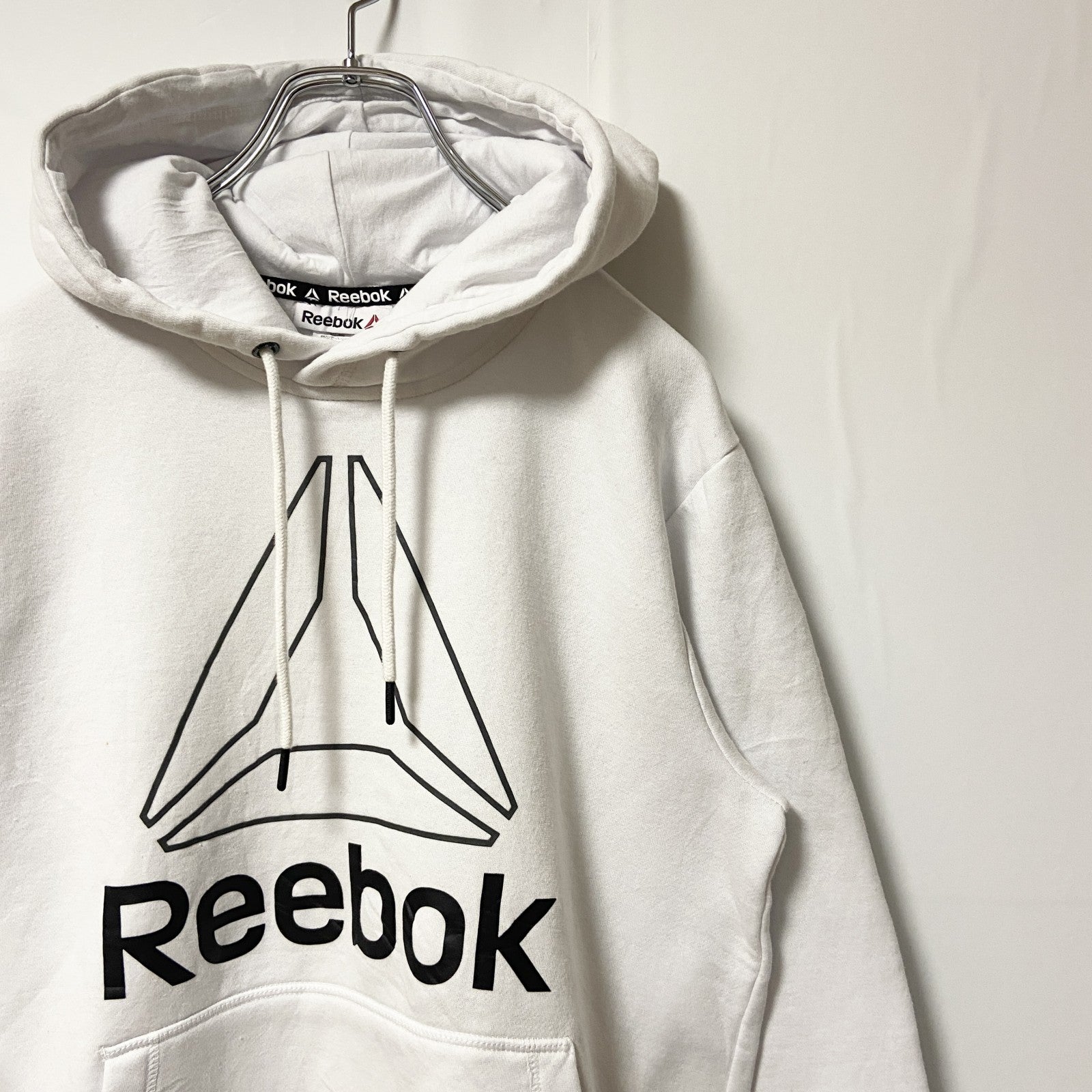 Reebok　リーボック　 スウェットパーカー/フーディー　デカロゴ　白　ホワイト　Sサイズ　古着