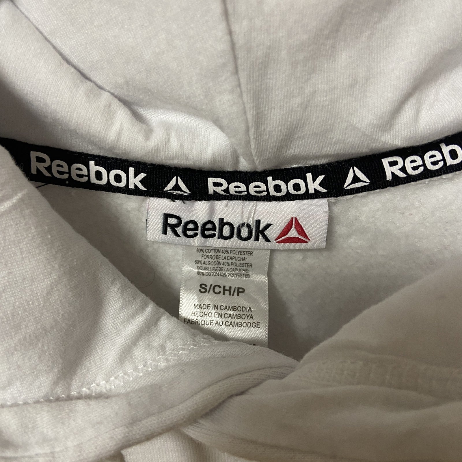 Reebok　リーボック　 スウェットパーカー/フーディー　デカロゴ　白　ホワイト　Sサイズ　古着