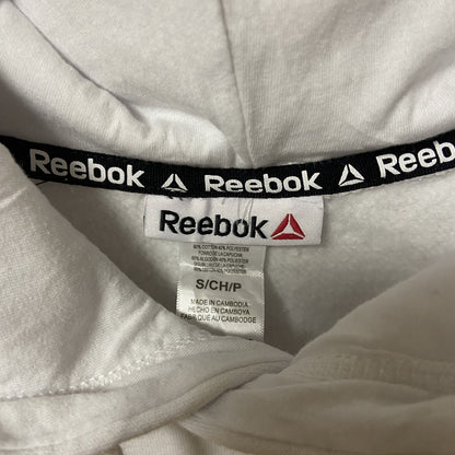 古着 used　Reebok　リーボック　 長袖ロゴプリントパーカー　スウェットプルオーバー　白　ホワイト　秋冬服　Sサイズ