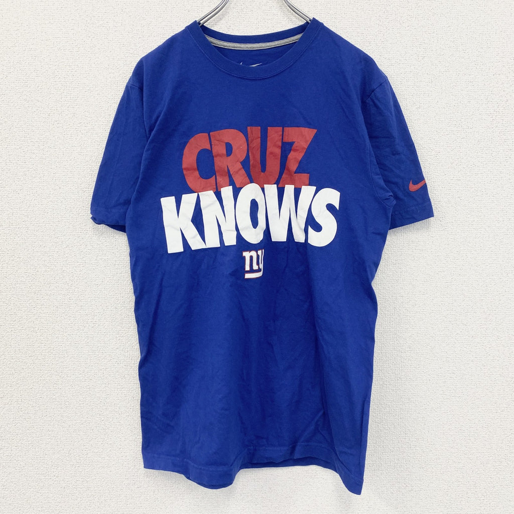 NIKE ナイキ　半袖プリントTシャツ　CRUZ KNOWS　スウッシュロゴ　クルーネック　青　ブルー　Mサイズ　古着