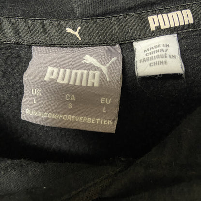 古着 used　PUMA　プーマ　 長袖ロゴプリントパーカー　スウェットプルオーバー　シンプル　黒　ブラック　秋冬服　Lサイズ