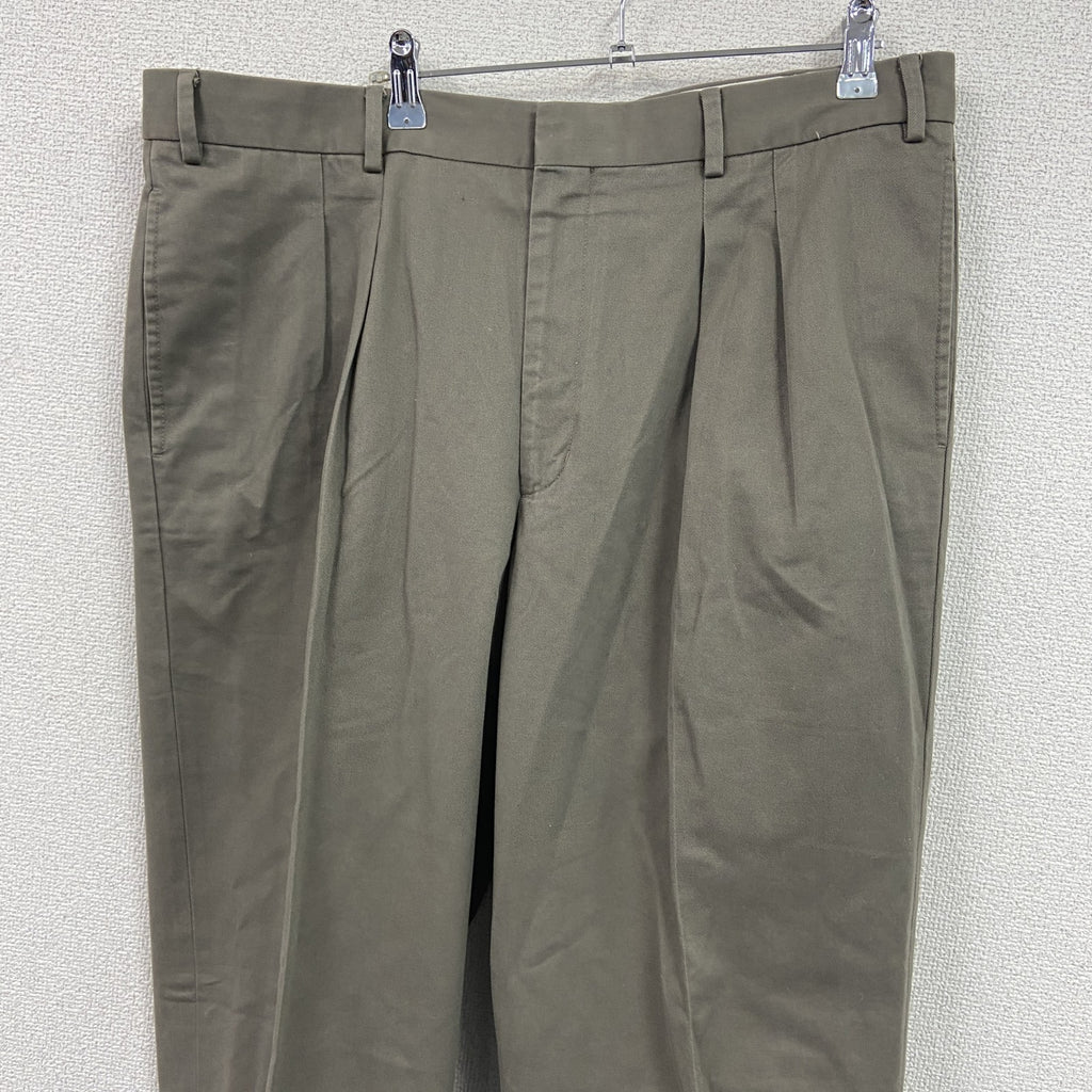 チノパンツ　ジップフライ　ツータック　茶色　ブラウン メンズ 古着