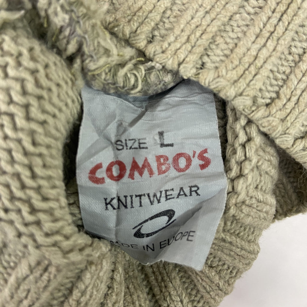 90s～　COMBO’S　ニットセーター　ヴィンテージ　ボーダー柄　茶色　ブラウン　ベージュ　Lサイズ　古着