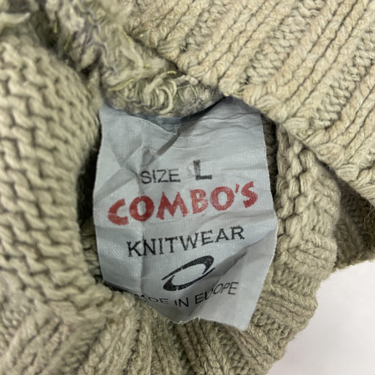90s～　COMBO’S　ニットセーター　ヴィンテージ　ボーダー柄　茶色　ブラウン　ベージュ　Lサイズ　古着