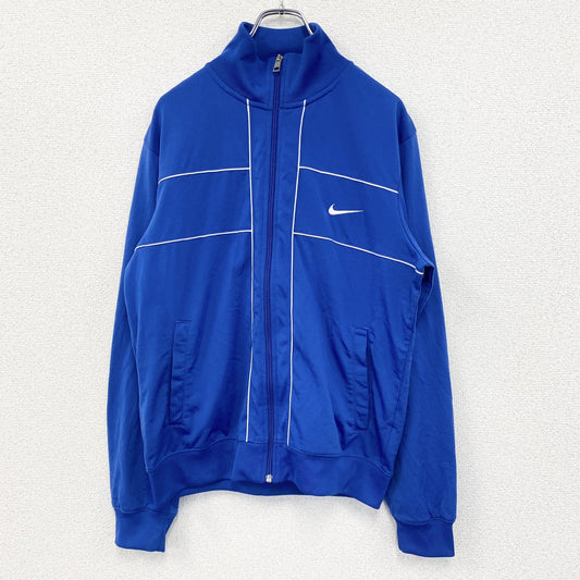 古着 used　NIKE ナイキ　トラックジャケット　フルジップ　カジュアルデザイン　スウッシュロゴ　ワンポイント　青　Mサイズ