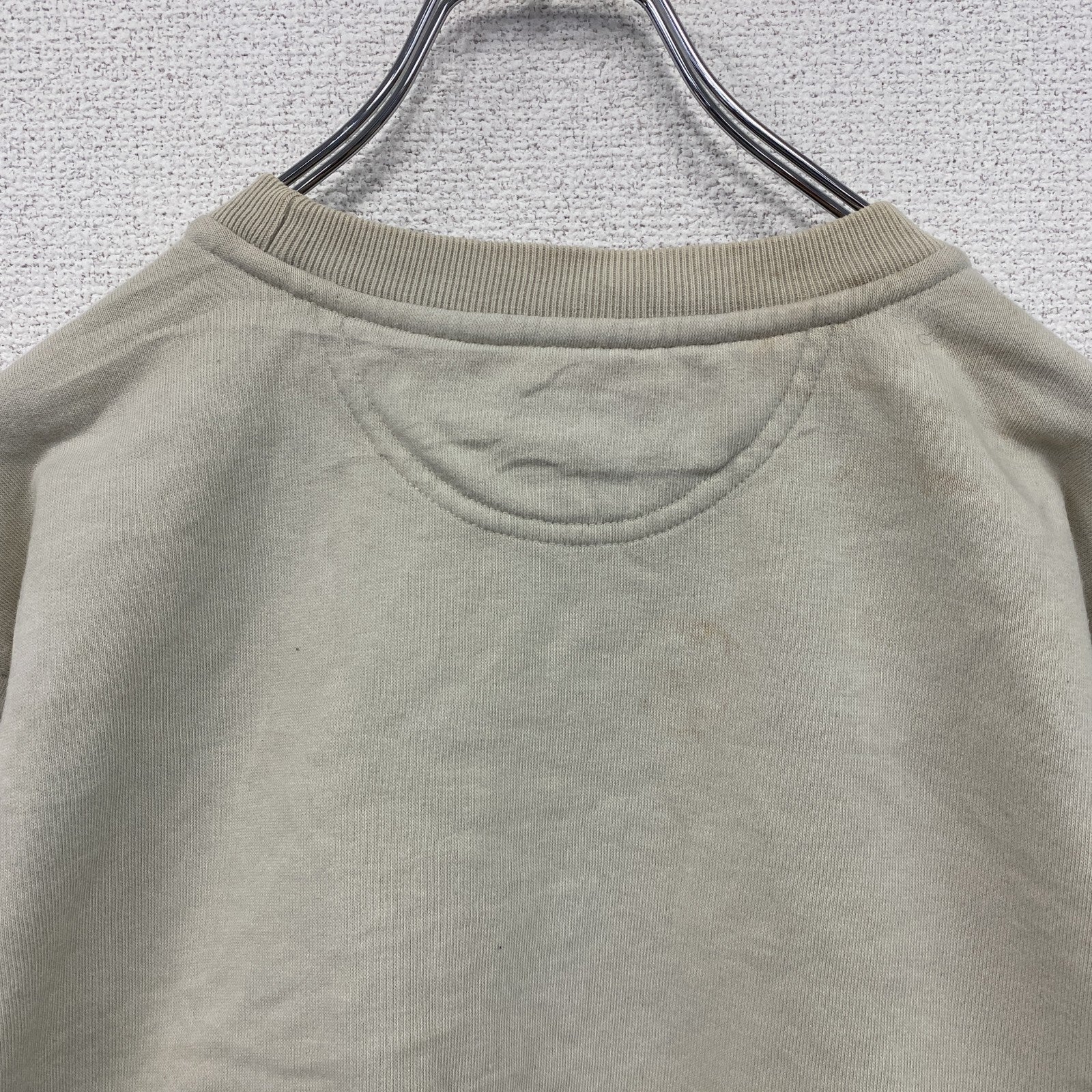 00s　NIKE　ナイキ　スウェット/トレーナー　スウッシュ　刺繍ロゴ　ヴィンテージ　ベージュ　Sサイズ　　古着