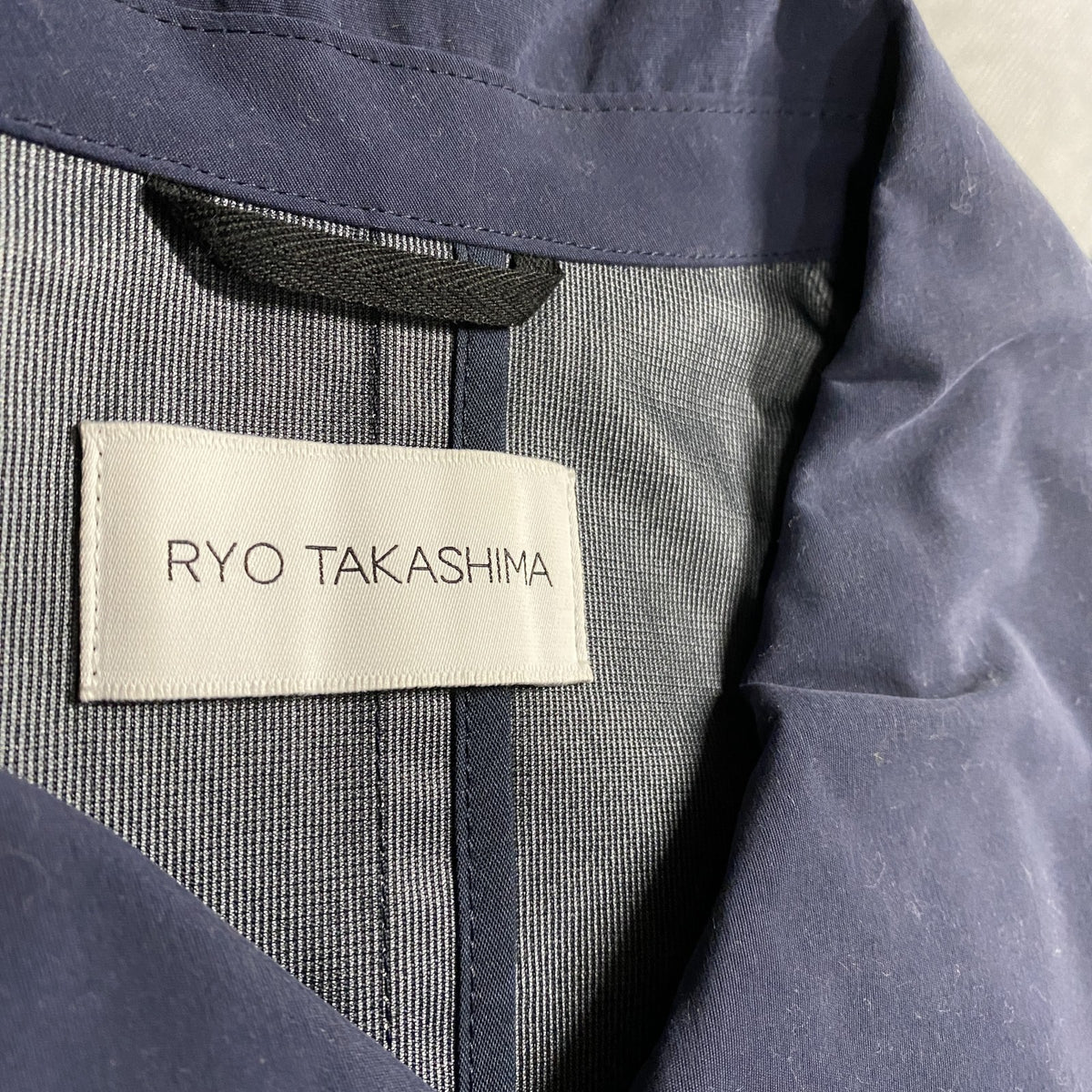 RYO TAKASHIMA　ステンカラーコート　オールウェザーコート　比翼仕立て　紺　ネイビー　古着