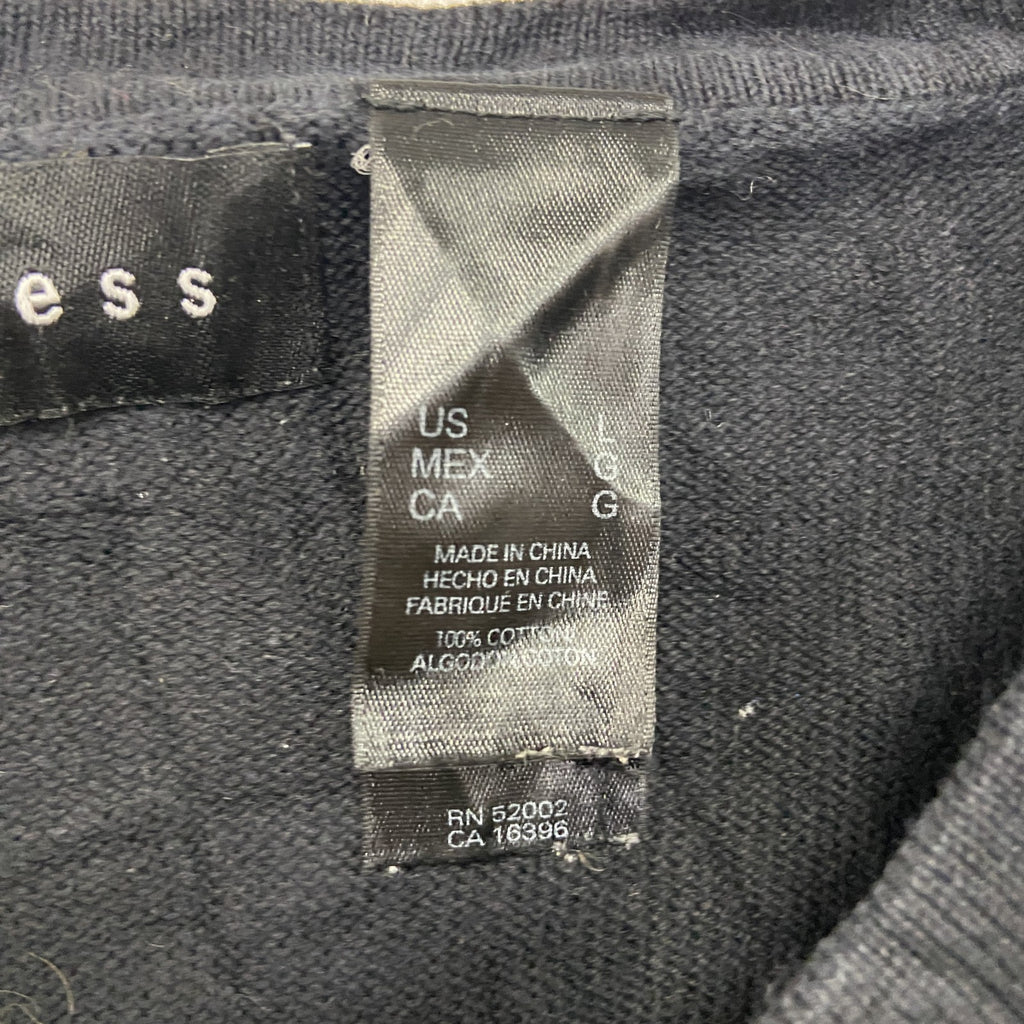 axcess　コットンニットセーター　Vネック　無地　コントラスト　黒　ブラック　Lサイズ　古着