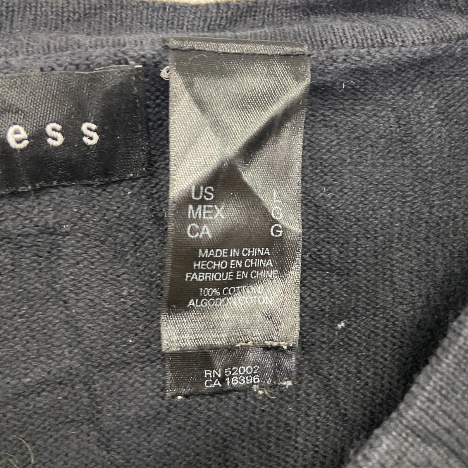 axcess　コットンニットセーター　Vネック　無地　コントラスト　黒　ブラック　Lサイズ　古着
