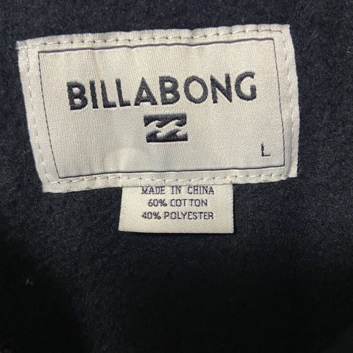 古着 used　BILLABONG　ビラボン　長袖フルジップパーカー　プルオーバー　ワッペン刺繡　黒　レトロ　Lサイズ