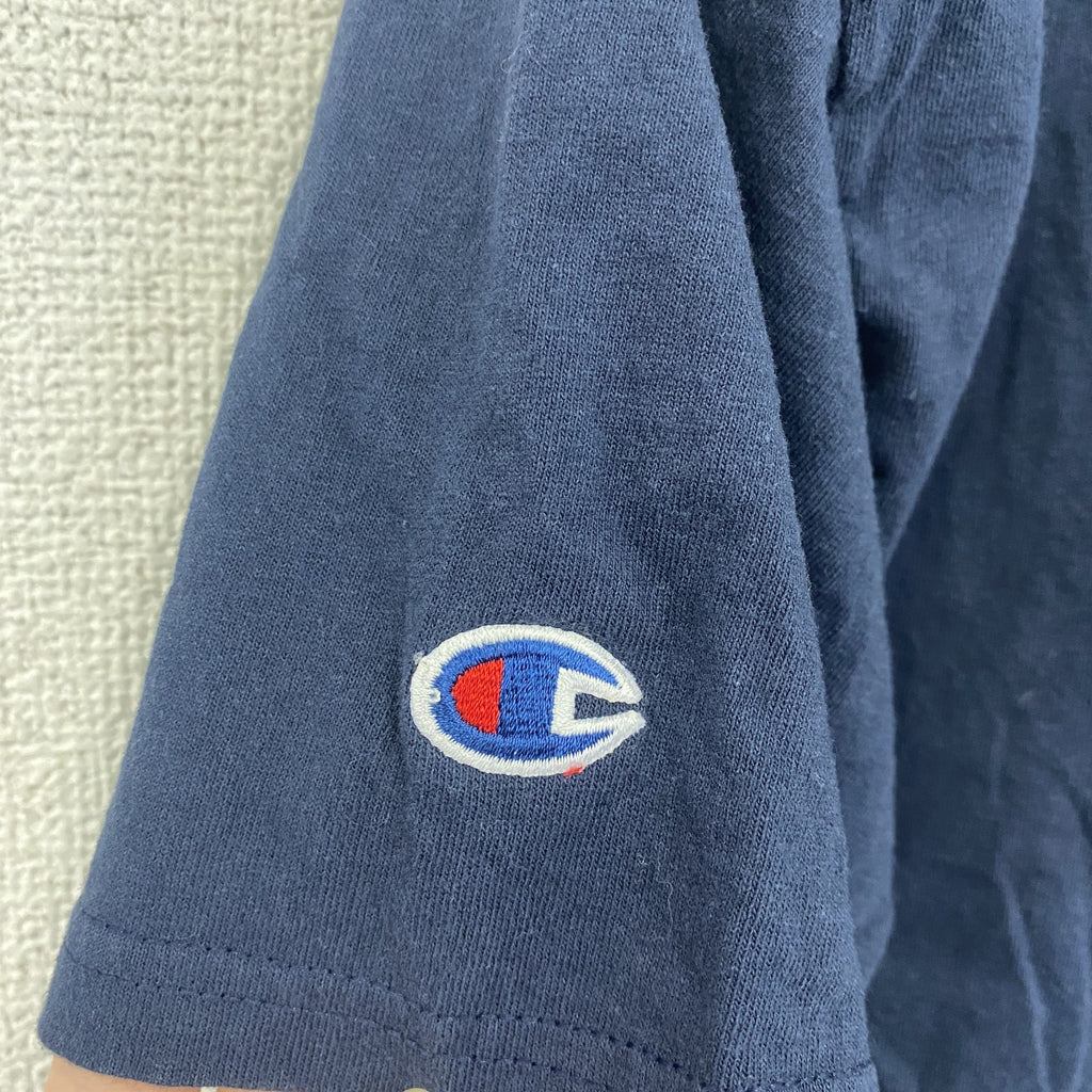 champion　チャンピオン　半袖プリントTシャツ　ベルリンオリンピック　刺繍ロゴ　クルーネック　現行　紺　ネイビー　Sサイズ　古着