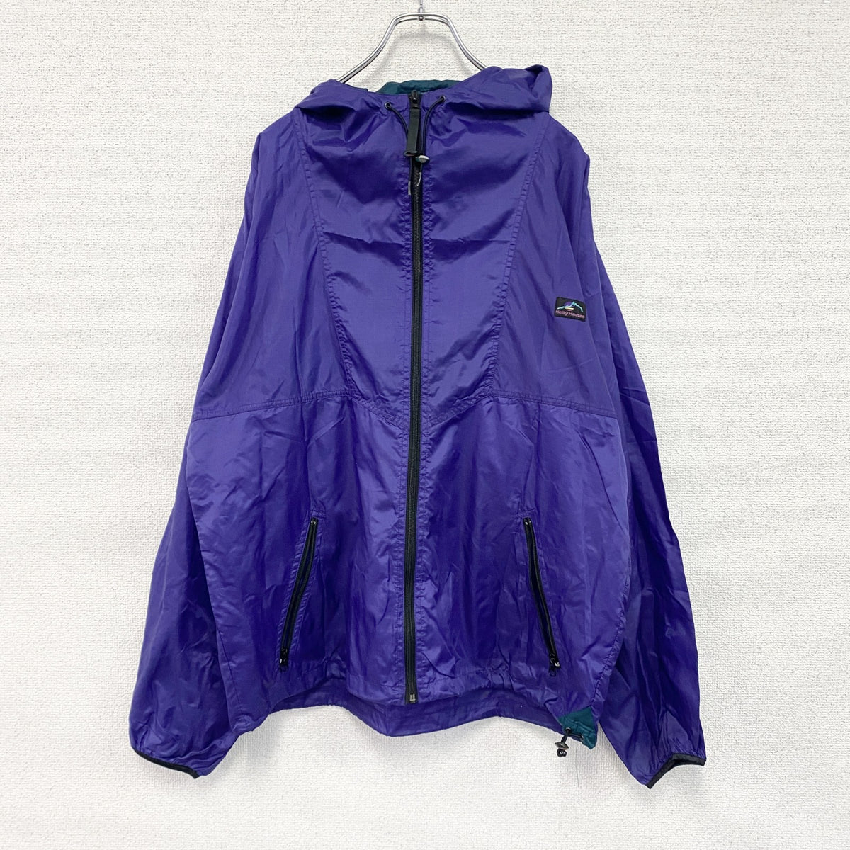 90s　HELLY HANSEN　ヘリーハンセン　フルジップナイロンジャケット　紫　パープル　Mサイズ　古着