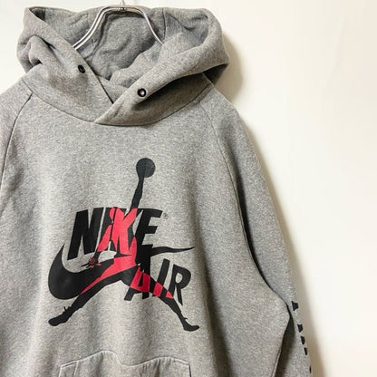 古着 used　AIR JORDAN　エアジョーダン　NIKE  ナイキ　長袖ロゴプリントパーカー　ラグラン　グレー　XLサイズ