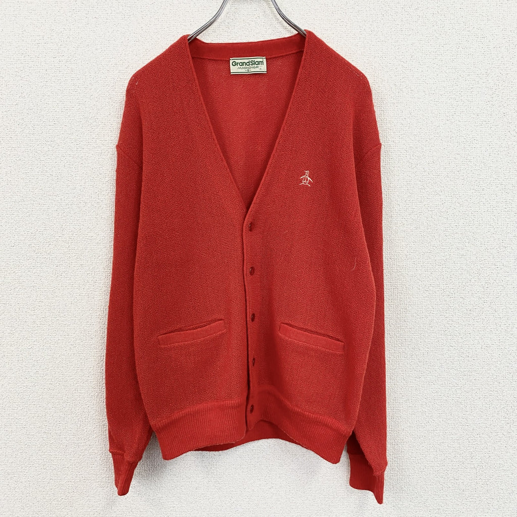 MUNSINGWEAR　マンシングウェア　Grand Slam　ウールニットカーディガン　赤　レッド　Sサイズ　古着