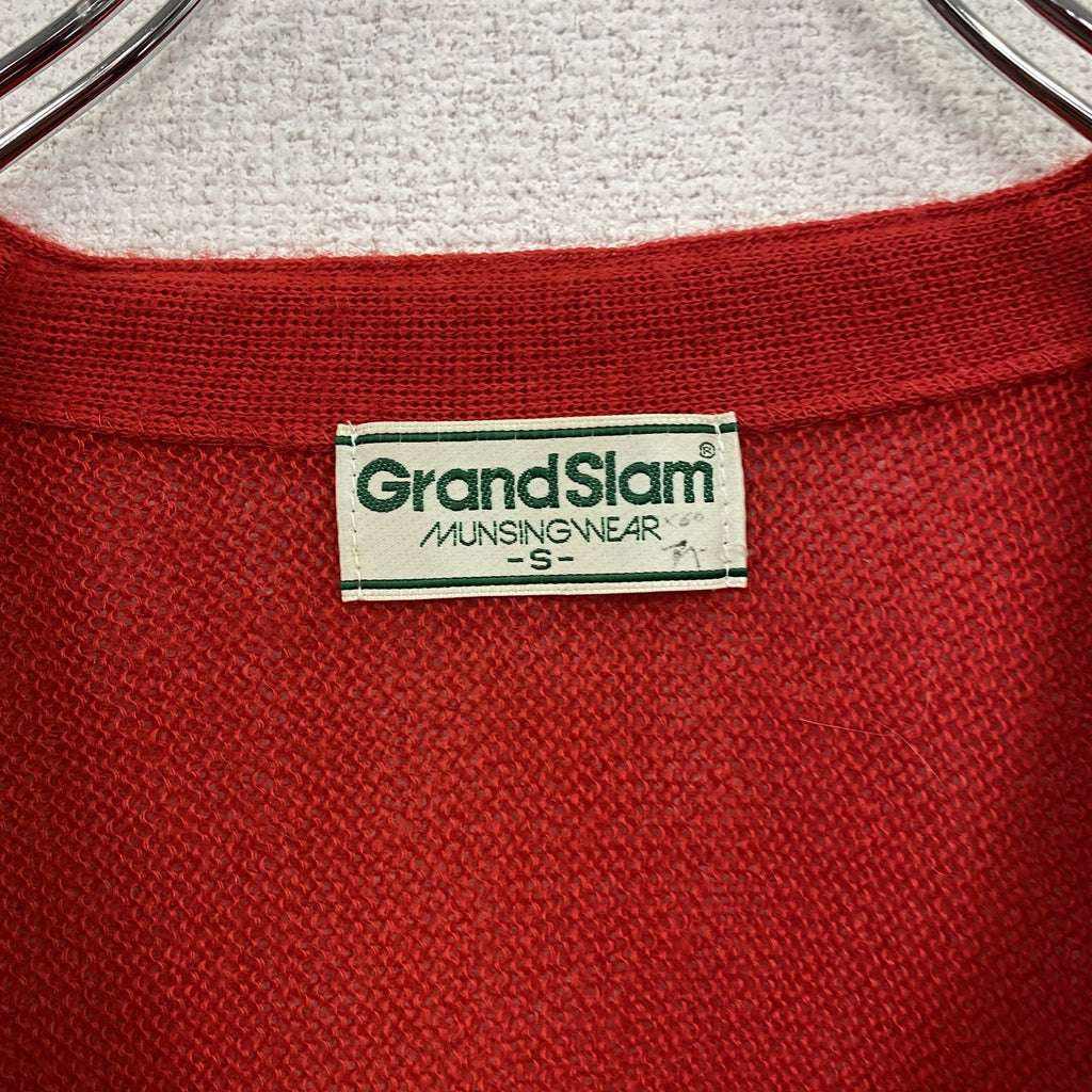 MUNSINGWEAR　マンシングウェア　Grand Slam　ウールニットカーディガン　赤　レッド　Sサイズ　古着