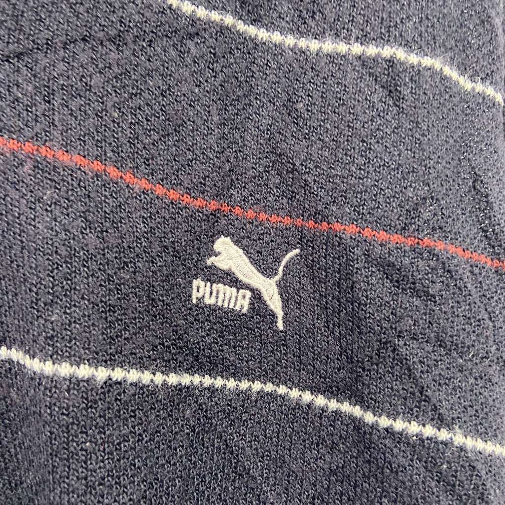 ～80s　PUMA　プーマ　ウールニットベスト　ヴィンテージ　紺　ネイビー　古着