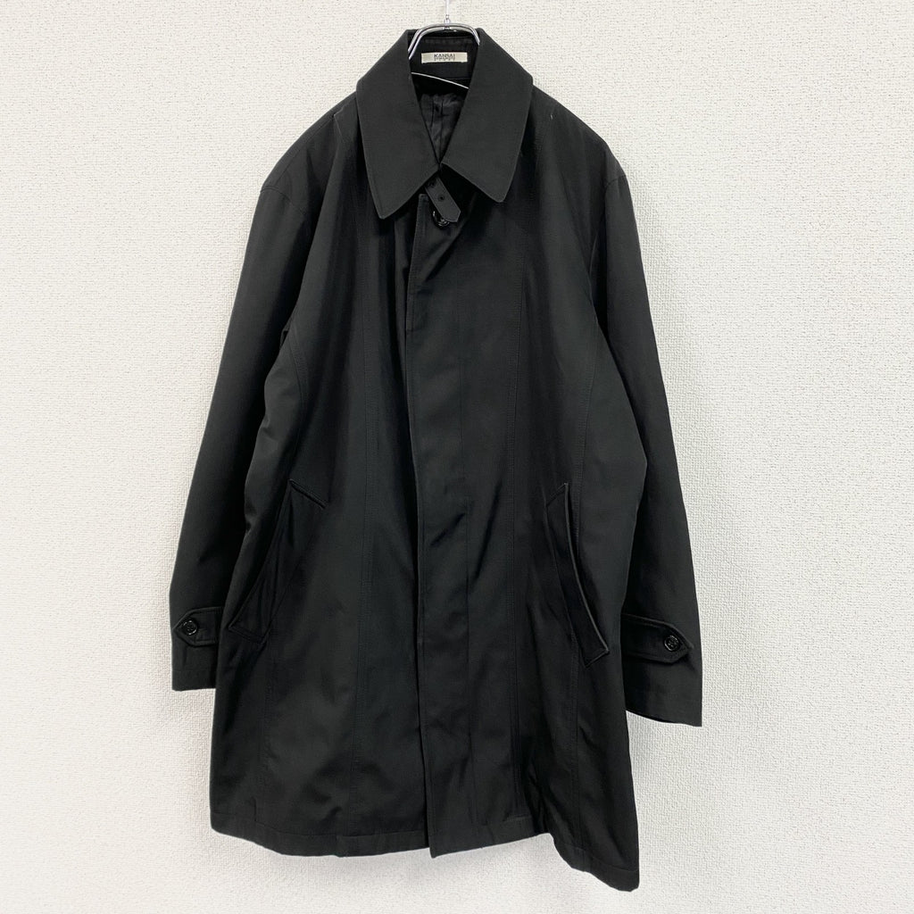 KANSAI YAMAMOTO HOMME　ヤマモトカンサイ　ステンカラーコート　比翼仕立て　黒　ブラック　古着