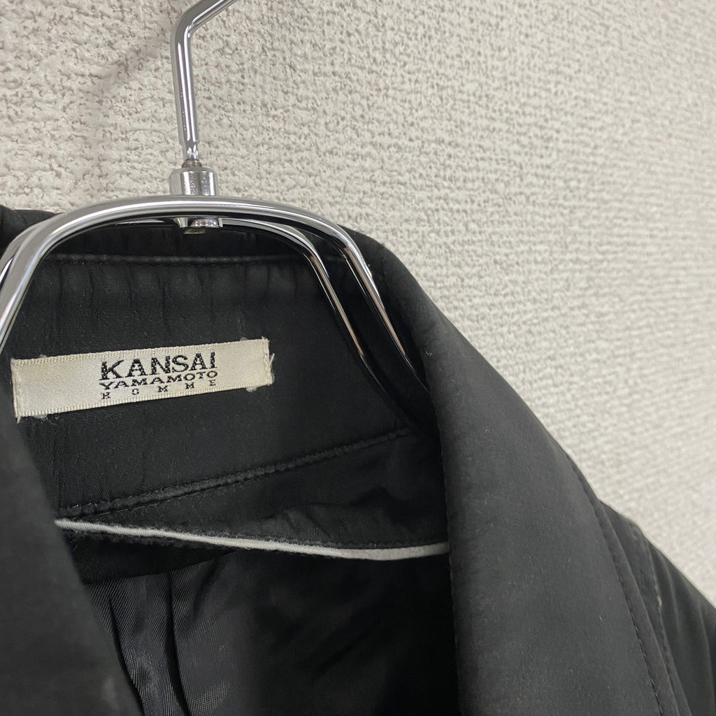 KANSAI YAMAMOTO HOMME　ヤマモトカンサイ　ステンカラーコート　比翼仕立て　黒　ブラック　古着
