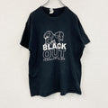GILDAN　ギルダン　半袖プリントアニマルTシャツ　BLACK OUT　ロボット　英字プリント　黒　ブラック　Lサイズ　古着