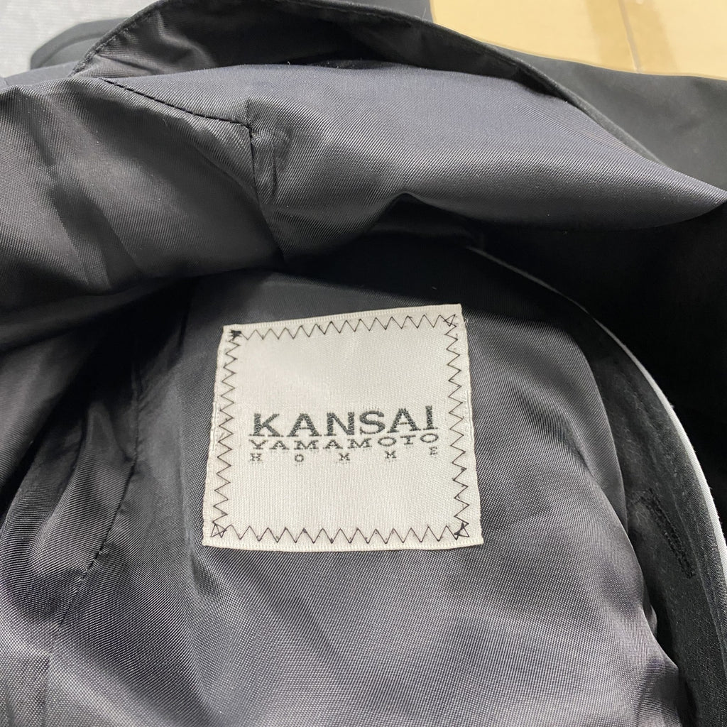 KANSAI YAMAMOTO HOMME　ヤマモトカンサイ　ステンカラーコート　比翼仕立て　黒　ブラック　古着
