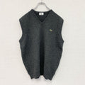 LACOSTE　ラコステ　ニットベスト　刺ロゴ　グレー　3サイズ セーター ニットセーター メンズ 古着