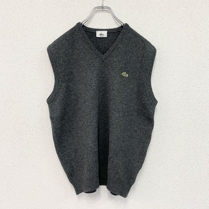 LACOSTE　ラコステ　ニットベスト　刺ロゴ　グレー　3サイズ セーター ニットセーター メンズ 古着