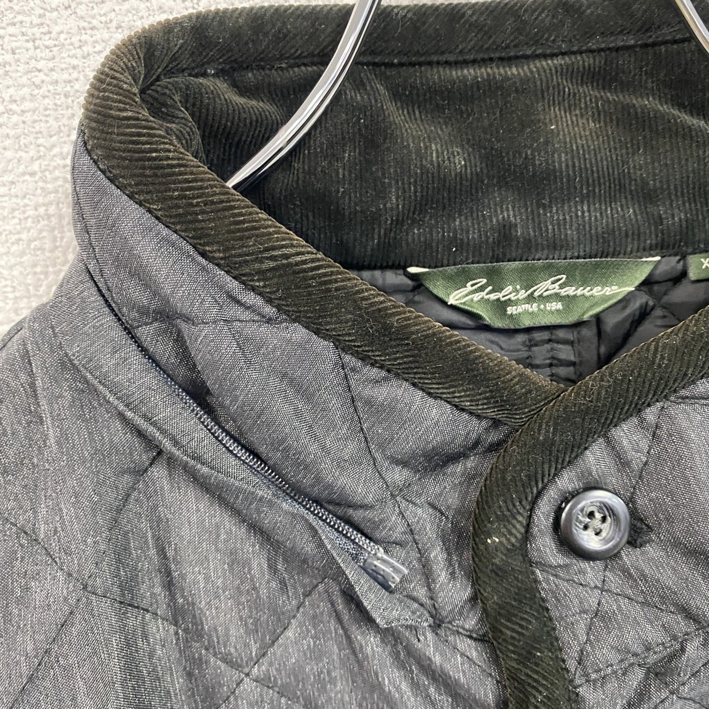 Eddie Bauer　エディーバウアー　キルティングジャケット　中綿入り　灰色　グレー　XLサイズ