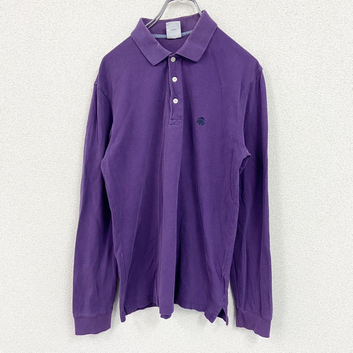 00s～　Brooks Brothers　ブルックスブラザーズ　長袖ポロシャツ　紫　パープル　Mサイズ メンズ コットン 古着