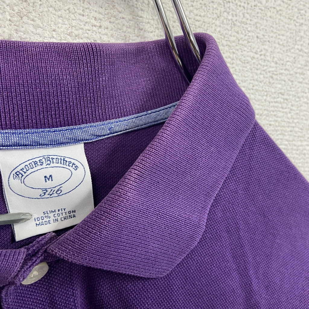 00s～　Brooks Brothers　ブルックスブラザーズ　長袖ポロシャツ　紫　パープル　Mサイズ メンズ コットン 古着