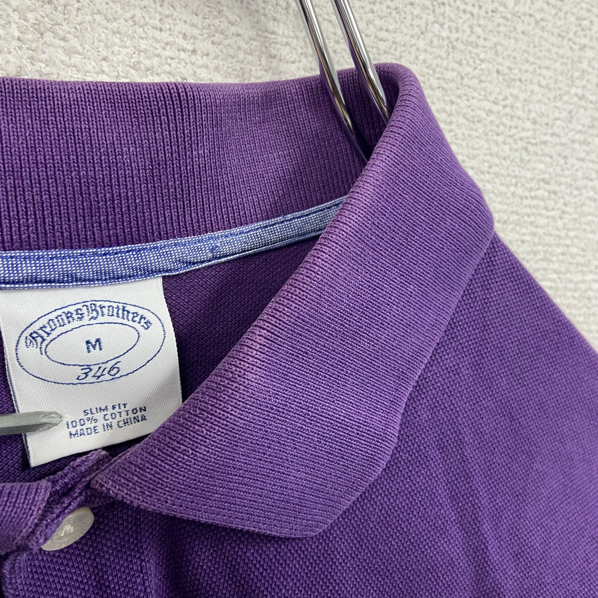 00s～　Brooks Brothers　ブルックスブラザーズ　長袖ポロシャツ　紫　パープル　Mサイズ メンズ コットン 古着