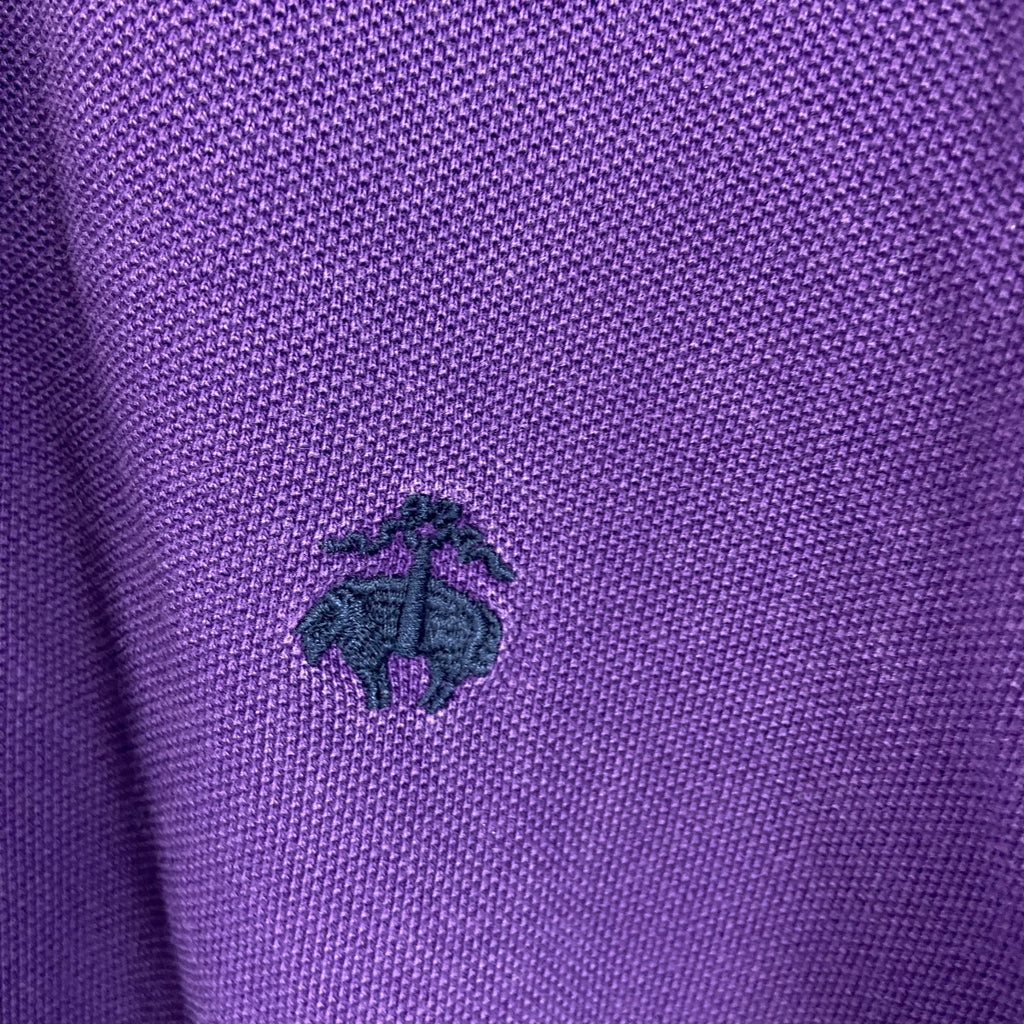 00s～　Brooks Brothers　ブルックスブラザーズ　長袖ポロシャツ　紫　パープル　Mサイズ メンズ コットン 古着