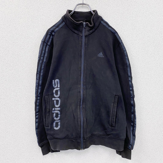 00s　adidas　アディダス　トラックジャケット/ジャージ　パフォーマンスロゴ　ヴィンテージ　黒　ブラック　Oサイズ