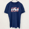 NIKE ナイキ　半袖プリントTシャツ　USA　クルーネック　カジュアルデザイン　ネイビー　紺　レトロ　Sサイズ　古着