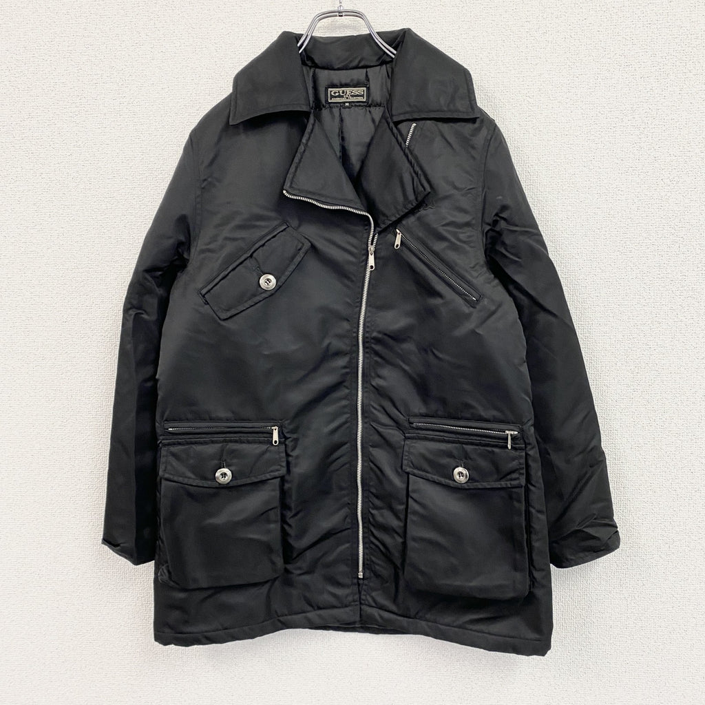 GUESS U.S.A　ゲスユーエスエー　ナイロンダブルライダースジャケット　中綿入り　黒　ブラック　Mサイズ　古着