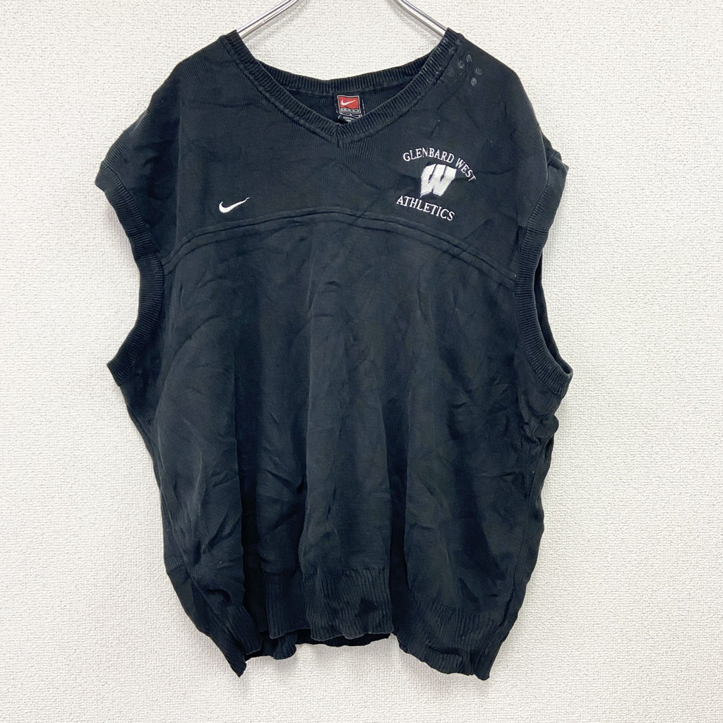 90s　NIKE　ナイキ　コットンニットベスト　ヴィンテージ　黒　ブラック　Lサイズ　古着