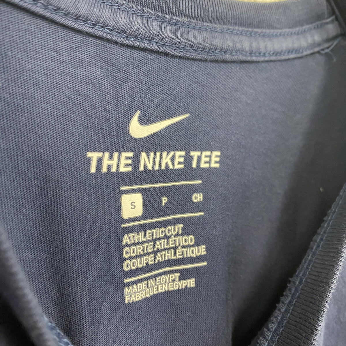 NIKE ナイキ　半袖プリントTシャツ　USA　クルーネック　カジュアルデザイン　ネイビー　紺　レトロ　Sサイズ　古着