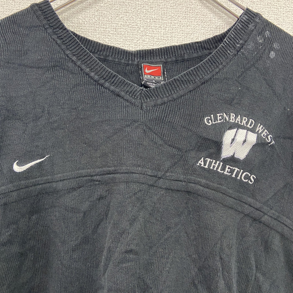 90s　NIKE　ナイキ　コットンニットベスト　ヴィンテージ　黒　ブラック　Lサイズ　古着