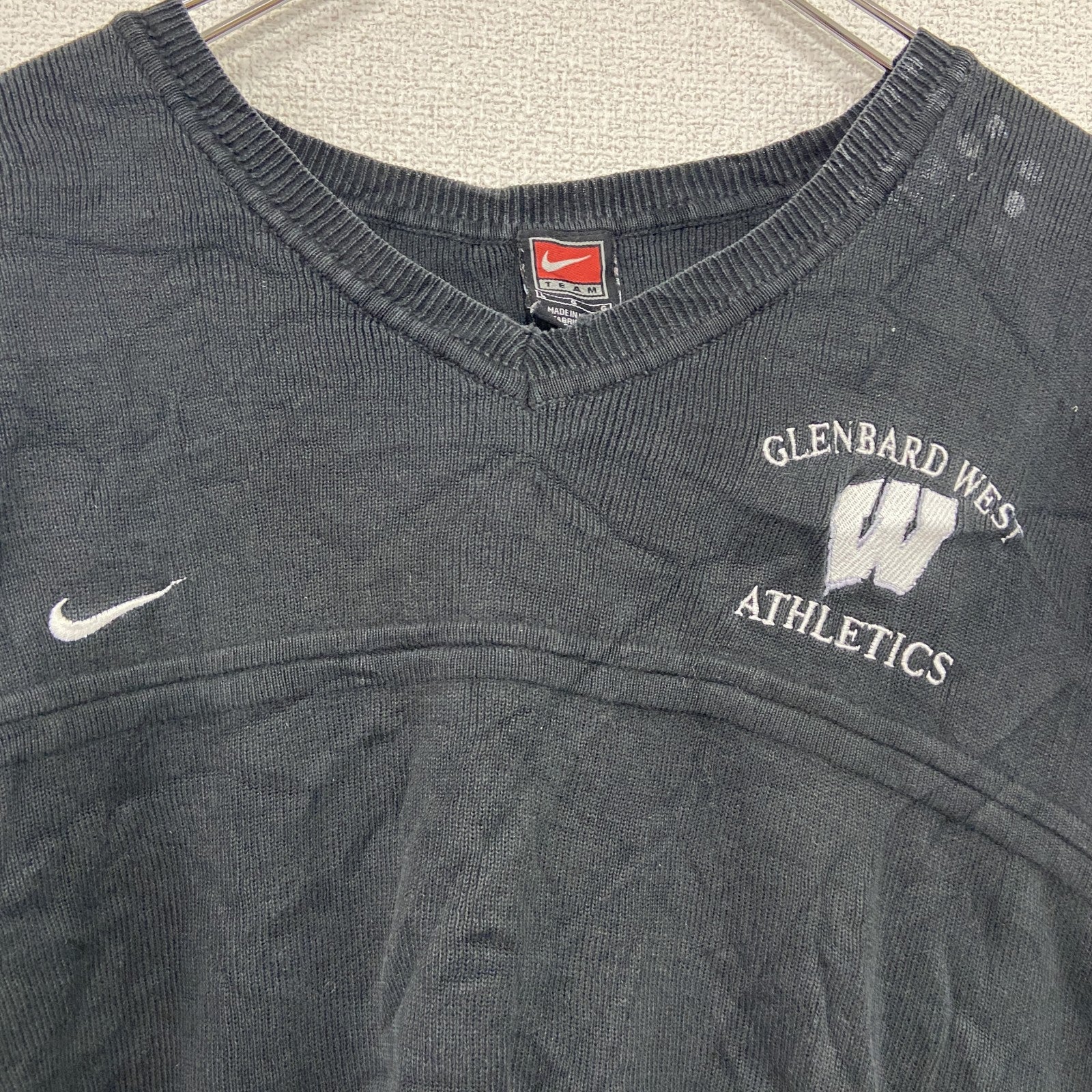 90s　NIKE　ナイキ　コットンニットベスト　ヴィンテージ　黒　ブラック　Lサイズ　古着