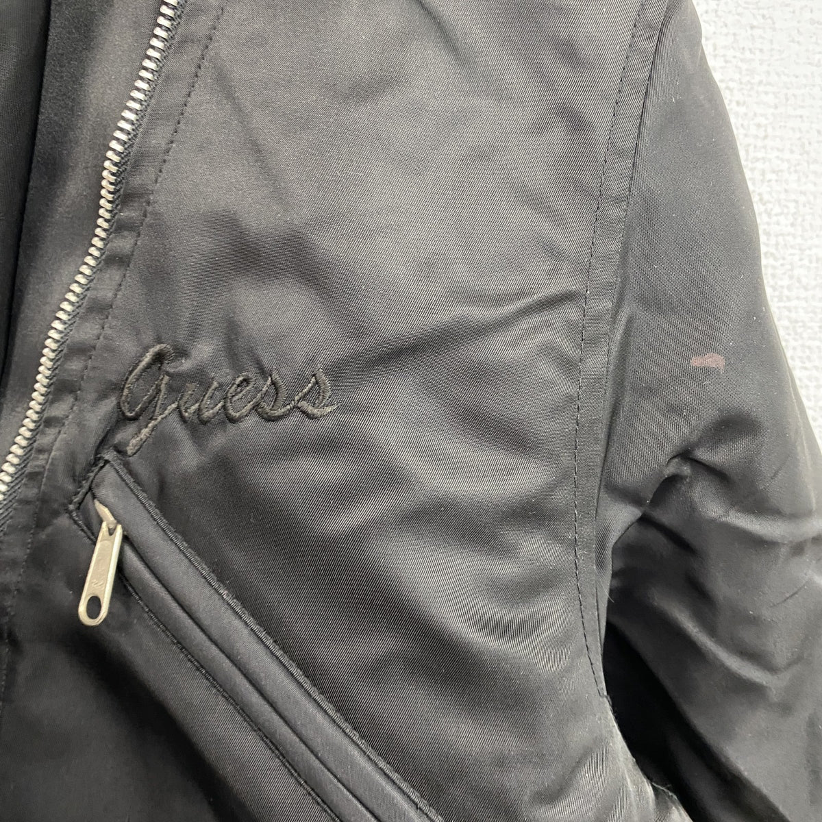 GUESS U.S.A　ゲスユーエスエー　ナイロンダブルライダースジャケット　中綿入り　黒　ブラック　Mサイズ　古着
