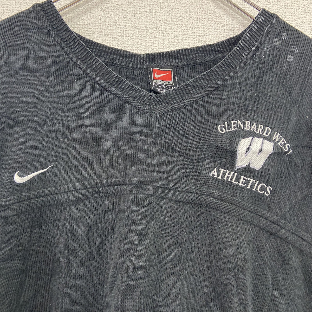 90s　NIKE　ナイキ　コットンニットベスト　ヴィンテージ　黒　ブラック　Lサイズ　古着