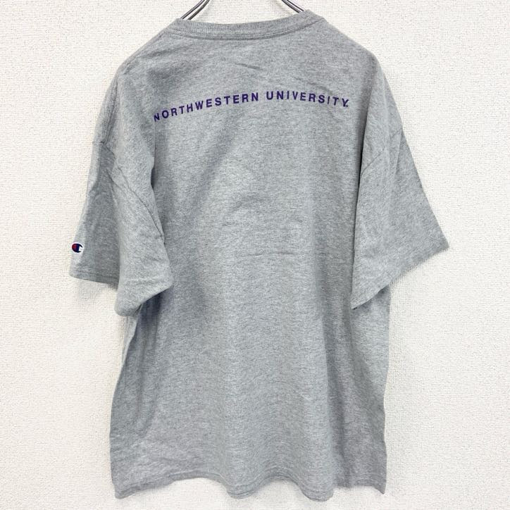 champion　チャンピオン　半袖プリントTシャツ　ノースウエスタン大学　カレッジ　灰色　グレー　XLサイズ　古着