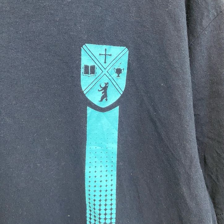 adidas　アディダス　半袖プリントTシャツ　ボブジョーンズ　紺　ネイビー　Lサイズ　古着