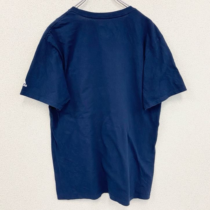 adidas　アディダス　半袖プリントTシャツ　ボブジョーンズ　紺　ネイビー　Lサイズ　古着