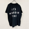 It's Morbin Time　モービウス　半袖プリントパロディTシャツ　ムービーT　メッセージT　3連プリント　ブラック　Lサイズ　古着