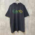 半袖プリントTシャツ　黒　ブラック　カレッジ　ロゴT　レトロデザイン　クルーネック　ビッグシルエット　古着