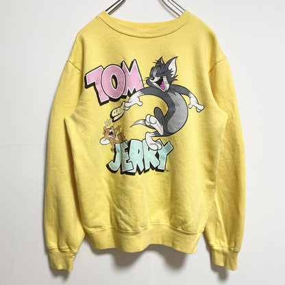 古着 used　TOM＆JERRY　トムとジェリー　長袖オフィシャルプリントスウェット　キャラクター　黄色　Mサイズ　