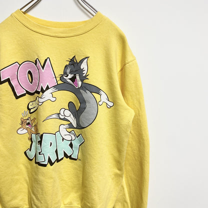 古着 used　TOM＆JERRY　トムとジェリー　長袖オフィシャルプリントスウェット　キャラクター　黄色　Mサイズ　