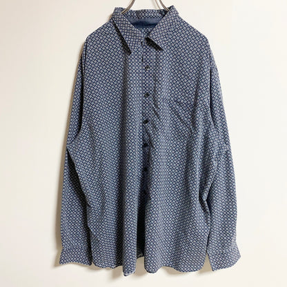 古着 used　VAN HEUSEN　ヴァンヒューゼン　長袖柄シャツ　幾何学模様　サークル柄　ビックシルエット　XXLサイズ