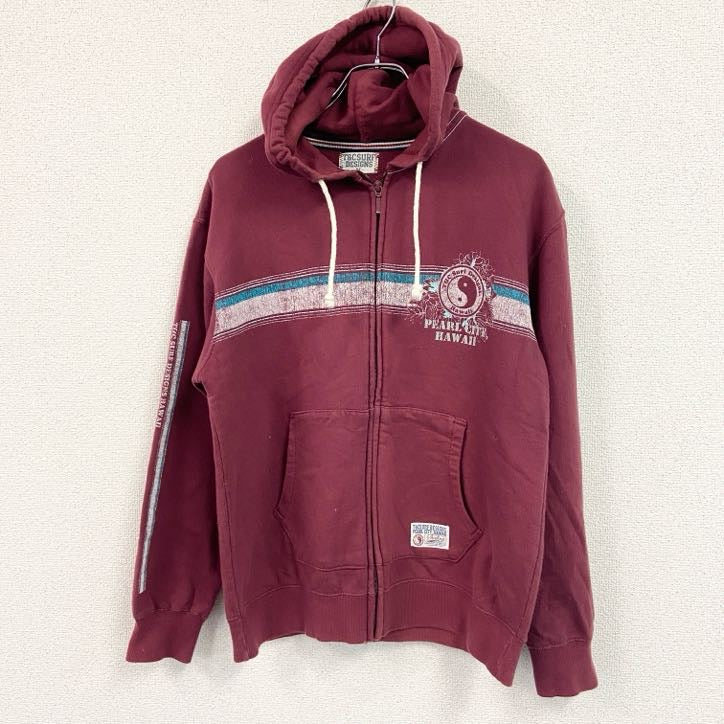 T&C Surf Designs　タウン＆カントリー　フルジップパーカー/フーディー　赤　レッド　Mサイズ フード付き メンズ コットン 古着